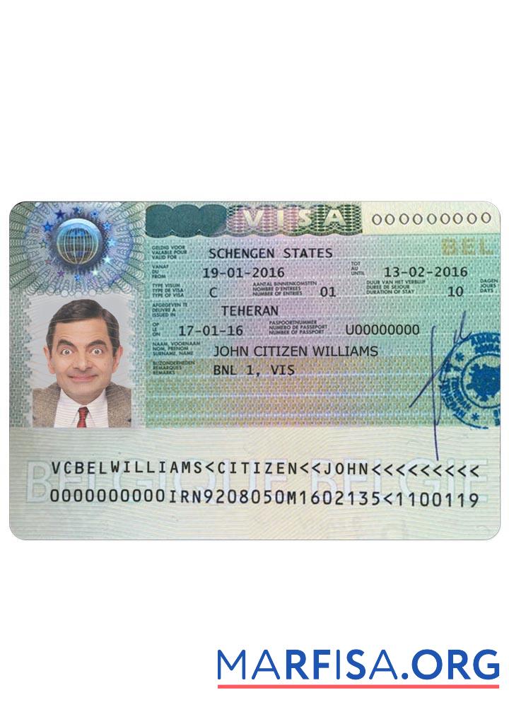 Printable Belgium visa template